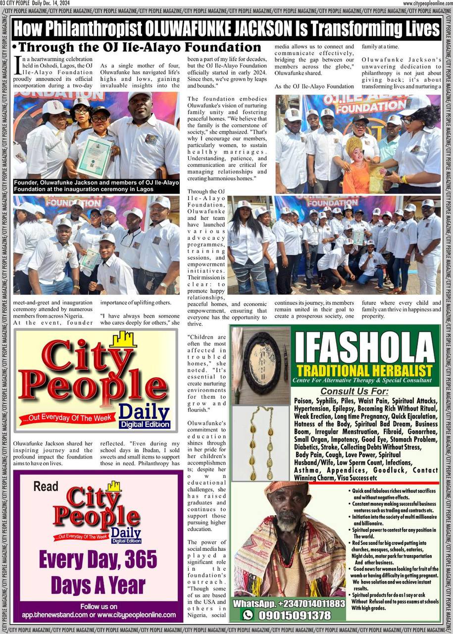 City People Magazine Feature - How Philanthropist Oluwafunke Jackson Is Transforming Lives
